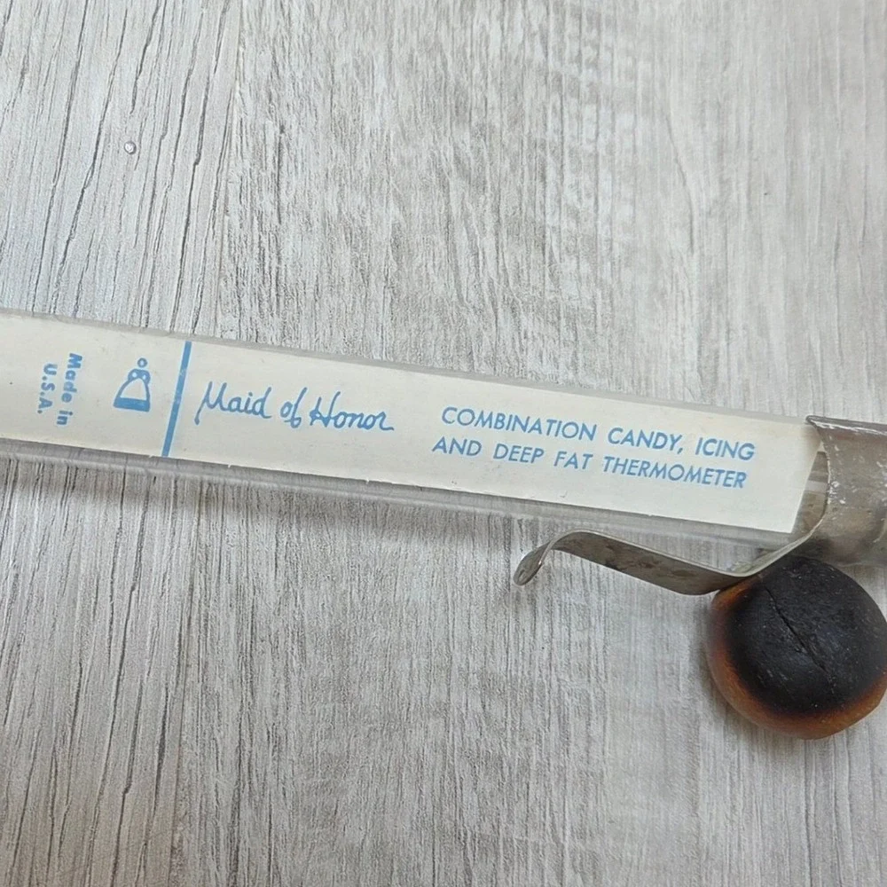 Vintage Maid of Honor Candy Icing Deep Fat Thermometer USA Wood Knob untested